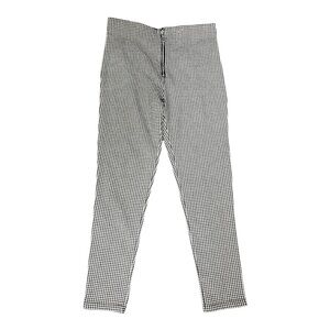 ZARA Skinny High Waisted Houndstooth Pants With O-Ring Zipper Black/Ivory Large